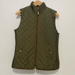 The Savile Row Co London Quilted Women's Vest Olive Green Preppy Country Medium